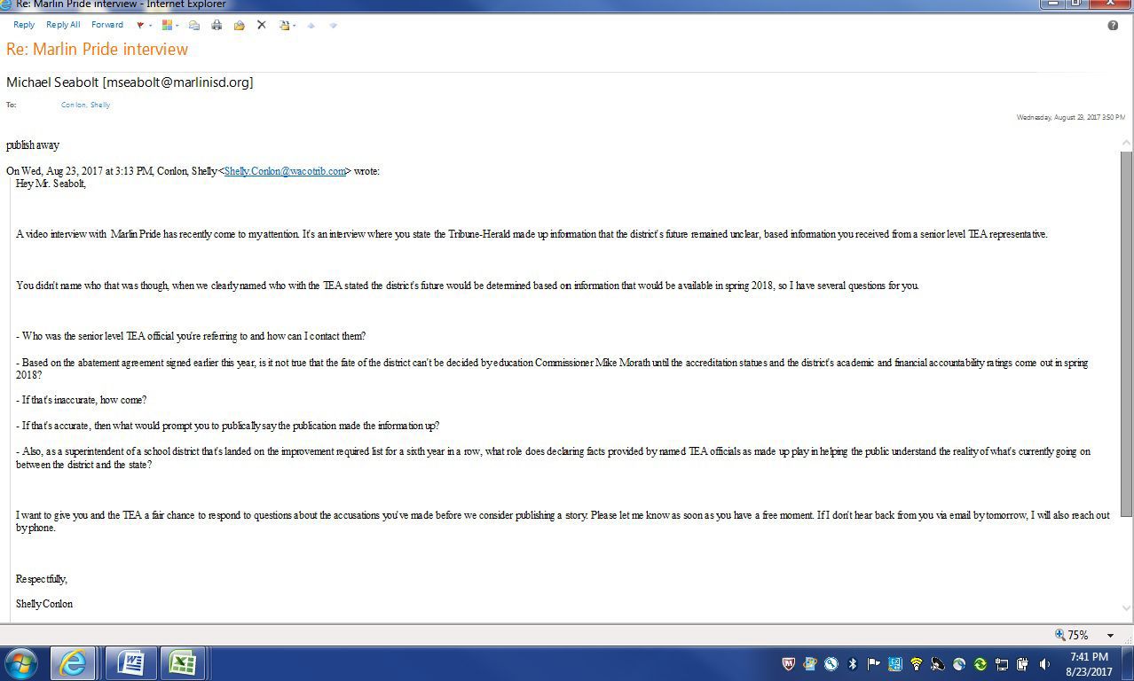 Marlin ISD email No. 1